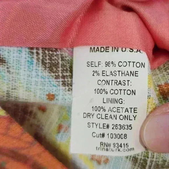 Trina Turk Size 6 Cotton Dress Faux Wrap Skirt Abstract Colorful Print - Picture 5 of 5